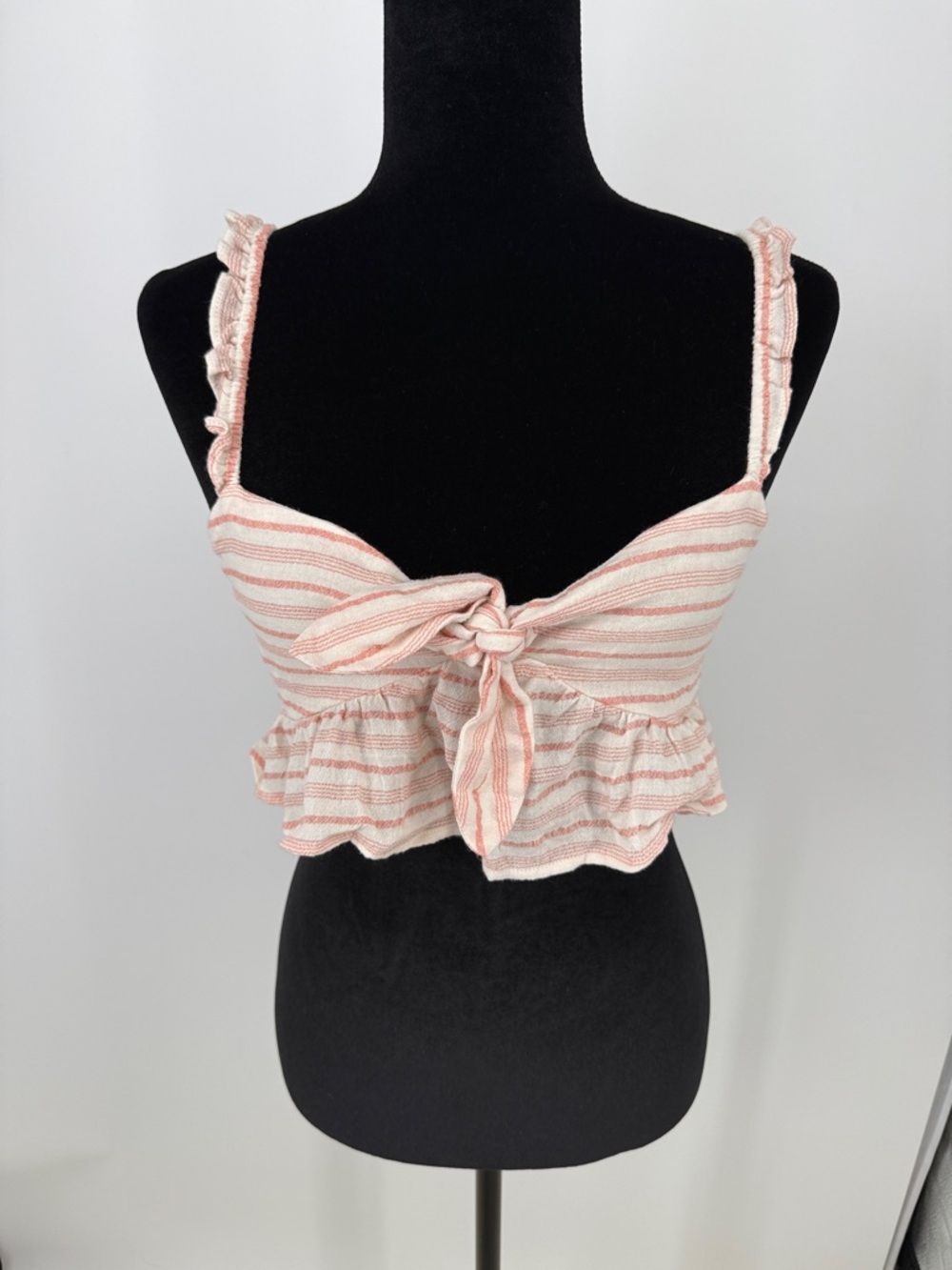 Forever 21 cream and pink striped baby doll  crop top size small